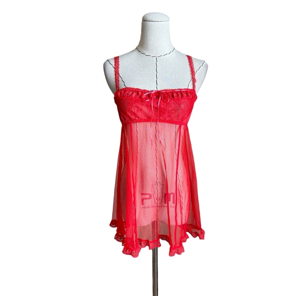 Rare Y2k Victoria’s Secret Babydoll Slip Milkmaid Chemise Sheer Dress Medium